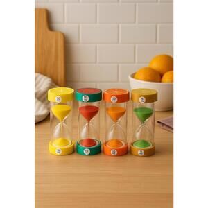 4 Fruit-Themed Hourglass Timers Kitchen Decor Kids Activities Gift, 2.25x5.5”